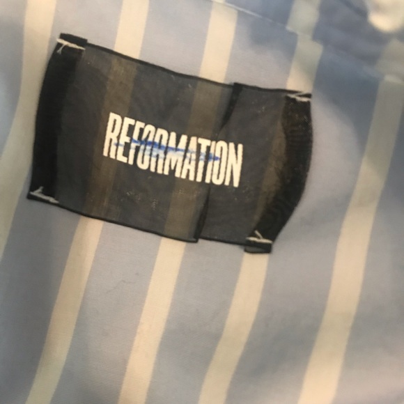 Reformation Etta Striped Shirt With Ruffles - Picture 7 of 8